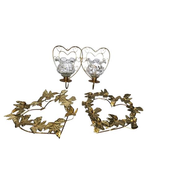 Vintage Home Interiors Metal Heart Candle Holders Wall Display - Picture 3 of 3